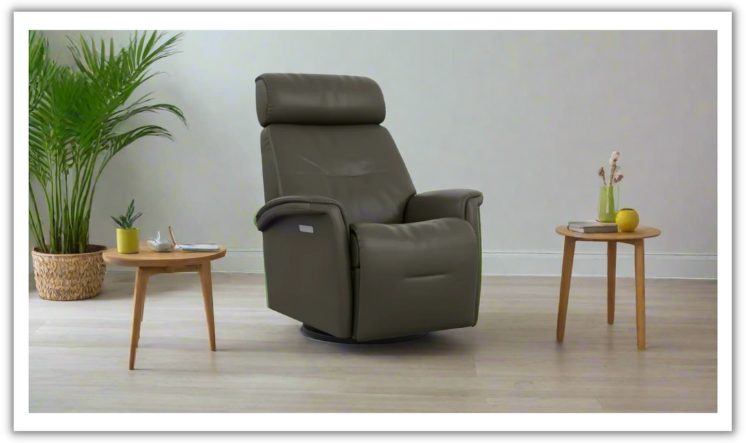 Fjords Rome Swivel Glider Leather Motorized Power Recliner Chair in Two Sizes-Jennifer Furniture