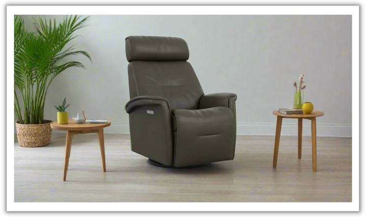 Fjords Rome Swivel Glider Leather Motorized Power Recliner Chair in Two Sizes-Jennifer Furniture