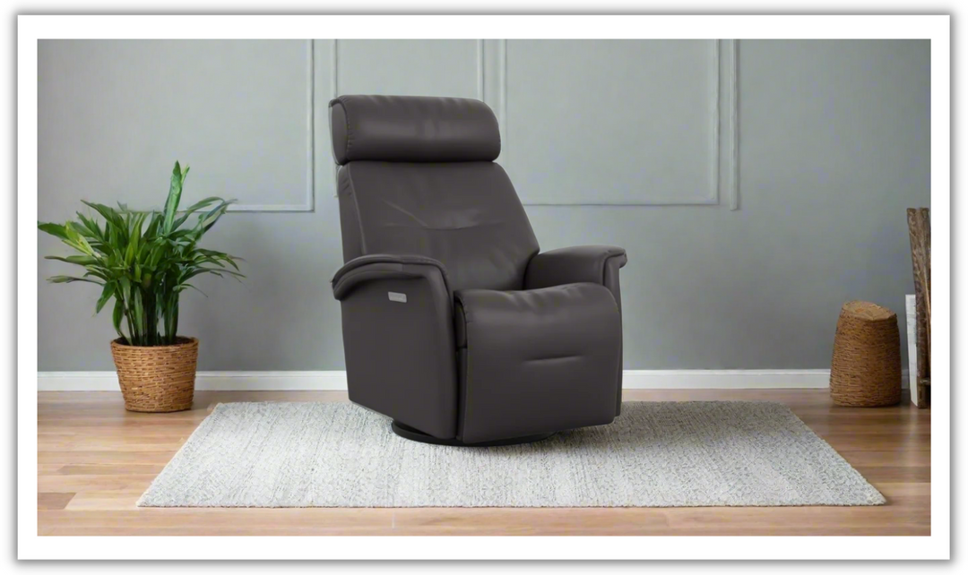 Fjords Rome Swivel Glider Leather Motorized Power Recliner Chair in Two Sizes-Jennifer Furniture