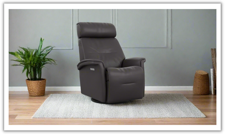 Fjords Rome Swivel Glider Leather Motorized Power Recliner Chair in Two Sizes-Jennifer Furniture
