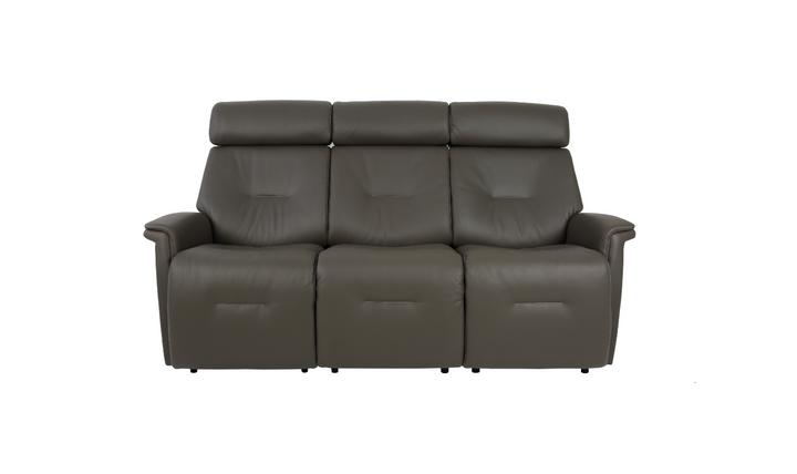 Fjords Rome Wall Saver Leather Motorized Power 3 Seater Sofa in Gray-Jennifer Furniture
