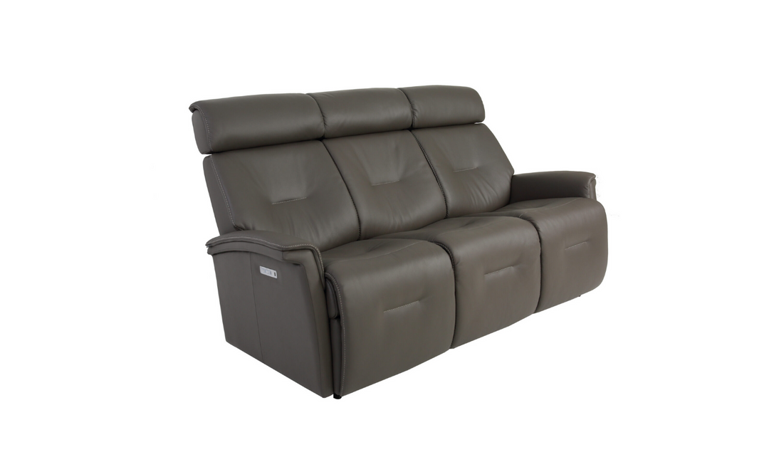 Fjords Rome Wall Saver Leather Motorized Power 3 Seater Sofa in Gray-Jennifer Furniture