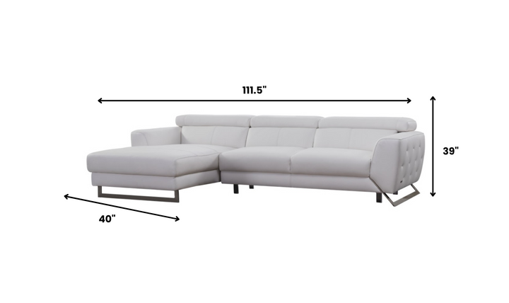 Gio Italia Leather Left-Hand Facing Sectional Sofa in White-Jennifer Furniture