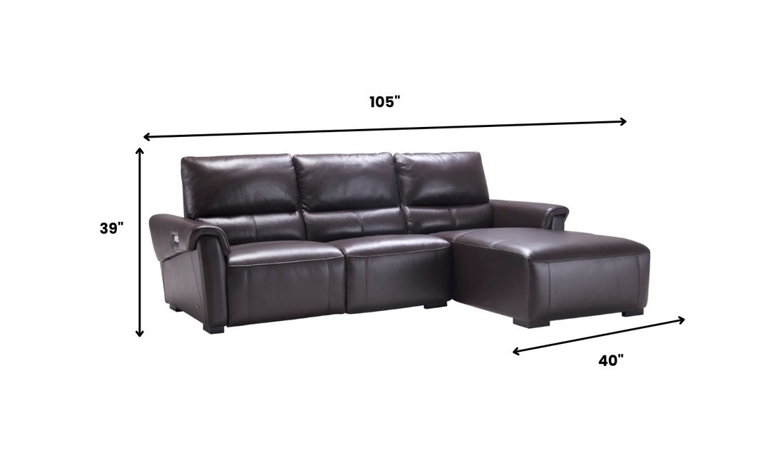 Gio Italia Leather Left-Hand Facing Recliner Sectional Sofa in Brown-Jennifer Furniture