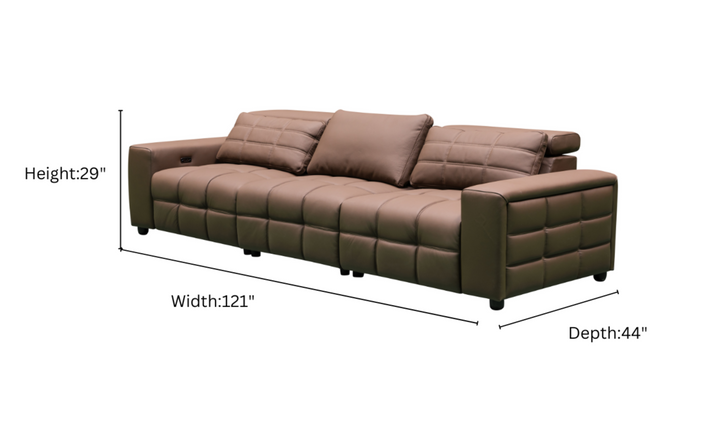 Klaussner Serenity 3-seater Brown Leather Power Reclining Sofa-Jennifer Furniture