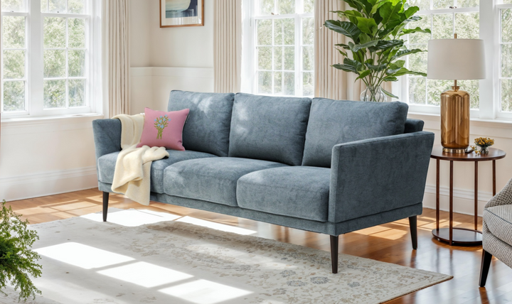 Luonto Viola 3-Seater Fabric Sofa with Wooden base