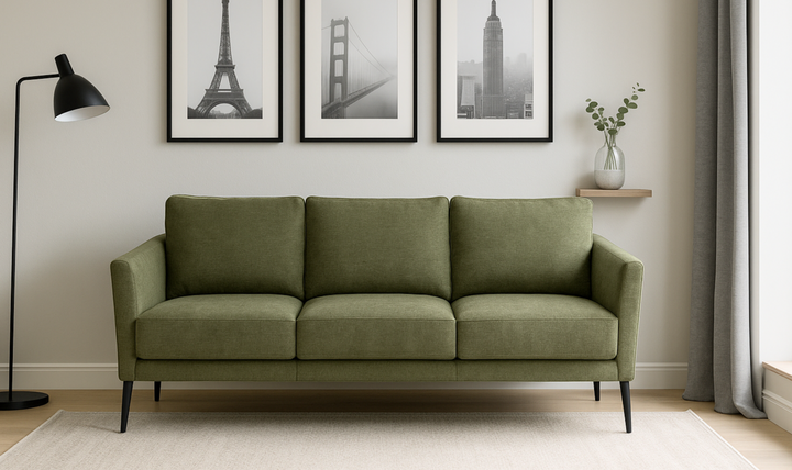 Luonto Viola 3-Seater Fabric Sofa with Wooden base