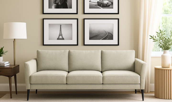 Luonto Viola 3-Seater Fabric Sofa with Wooden base