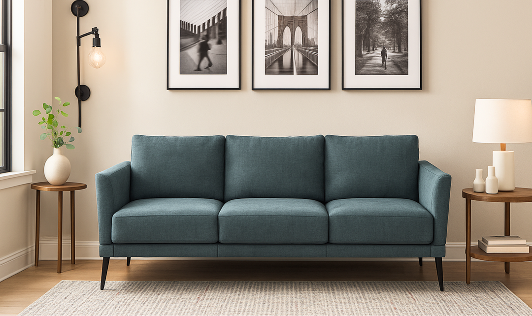 Luonto Viola 3-Seater Fabric Sofa with Wooden base-Jennifer Furniture