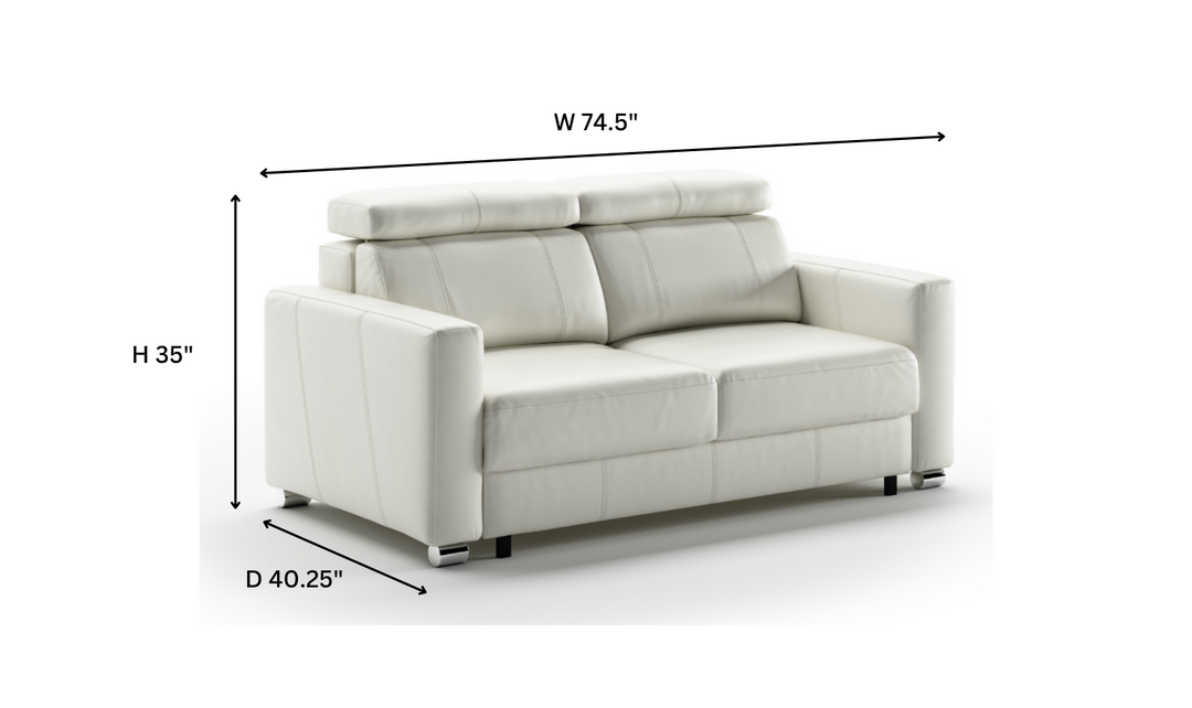 Luonto West Level Leather Loveseat Sleeper with Adjustable Neck Rests