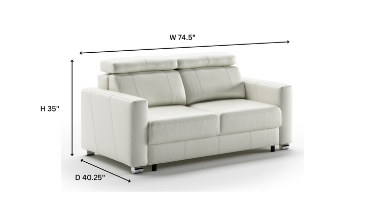 Luonto West Level Leather Loveseat Sleeper with Adjustable Neck Rests