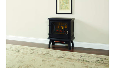 Duncan 17" Infrared 2 Stage Electric Stove in Black-Fireplaces-Jennifer Furniture