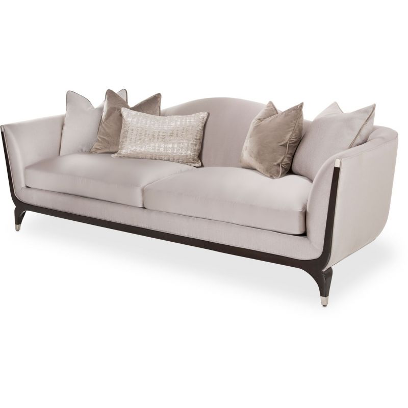AICO Paris Chic Fabric Living Room Sofa and Chaise in Beige