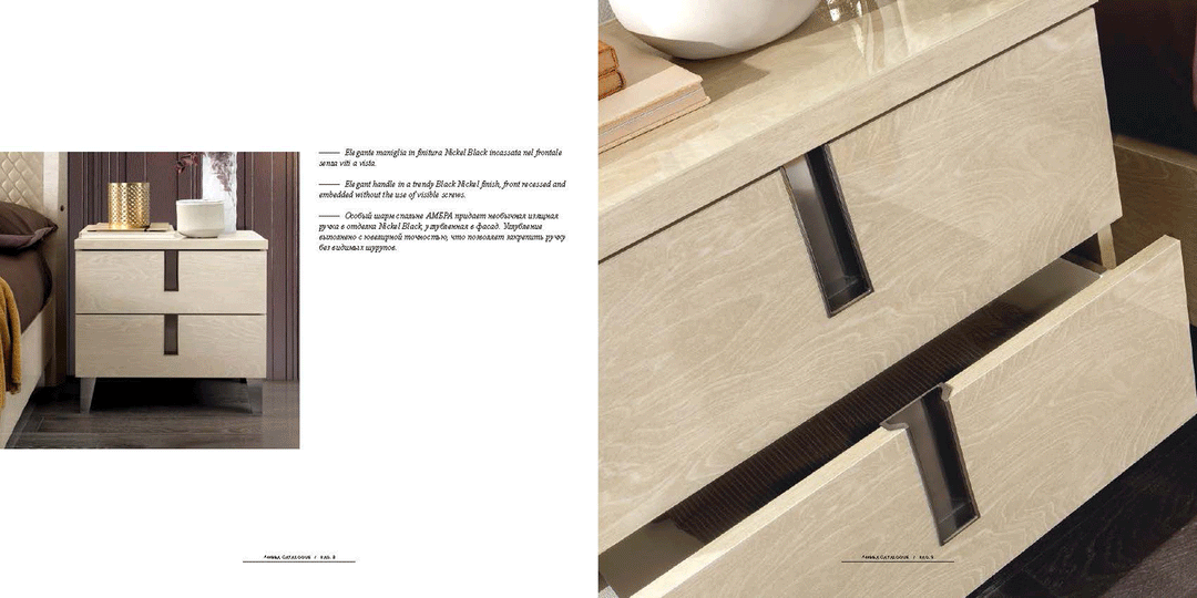 ESF Furniture Ambra 2-Drawers Nightstand in Ivory