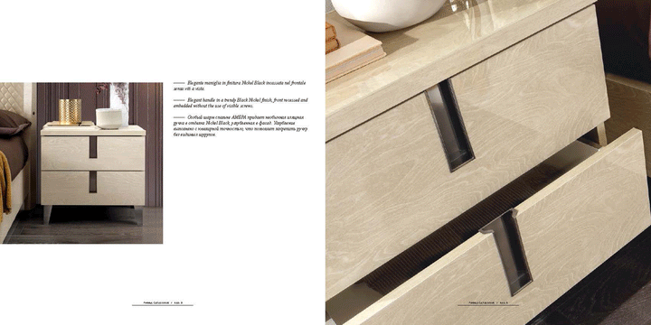 ESF Furniture Ambra 2-Drawers Nightstand in Ivory