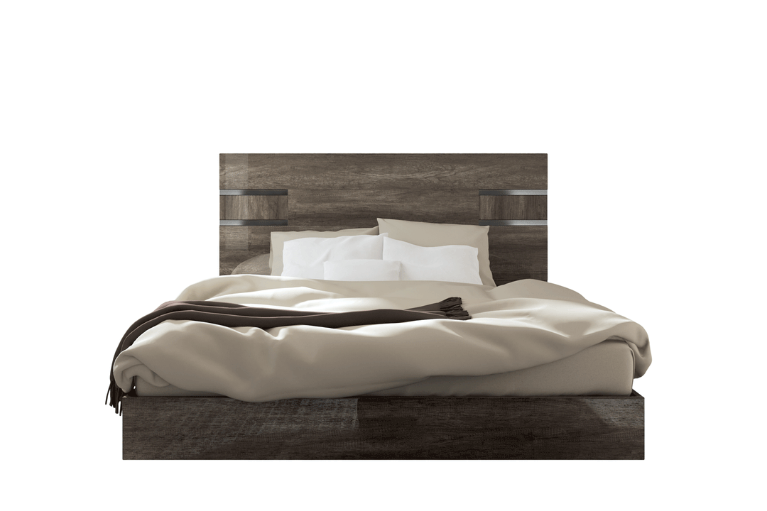 ESF Italia Medea Platform Bed in Cream High Gloss Lacquer Finish (King/Queen Size)