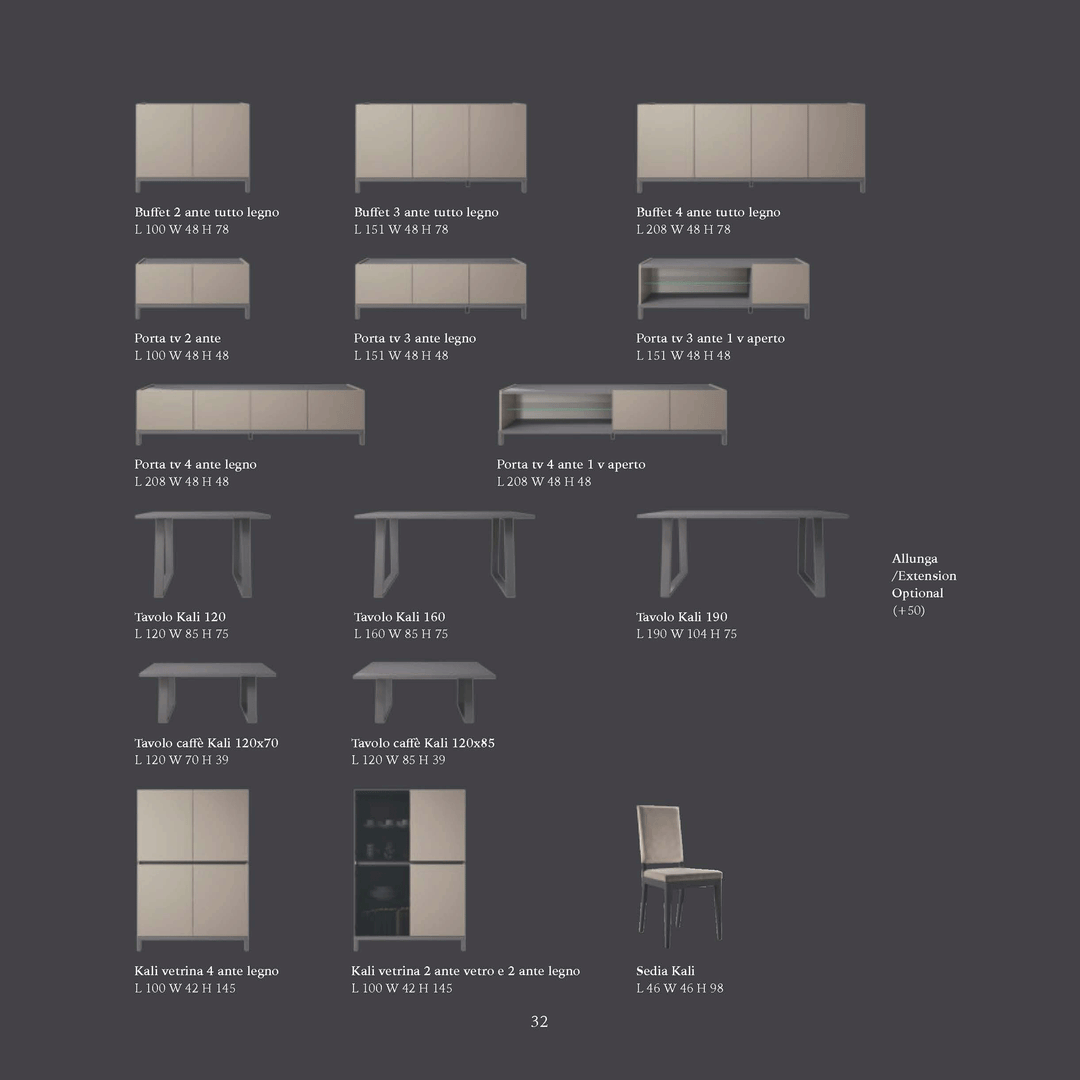 ESF Italia Kali Extendable Wood Top Dining Table in Gray