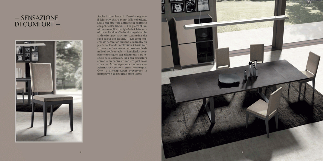 ESF Italia Kali Extendable Wood Top Dining Table in Gray