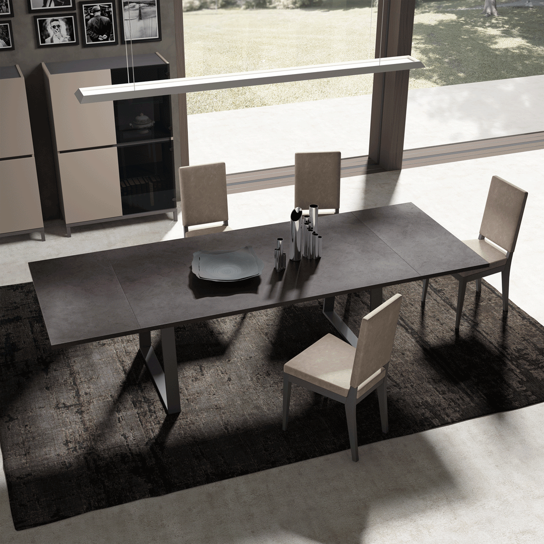 ESF Italia Kali Extendable Wood Top Dining Table in Gray