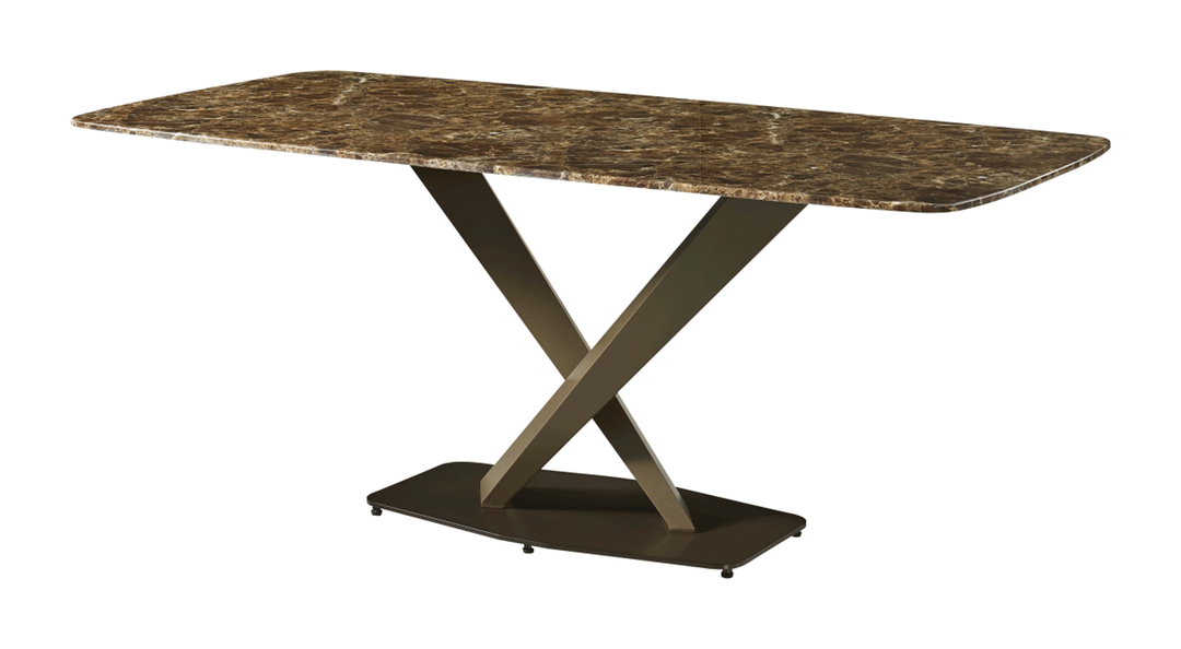 ESF Italia Angelica X-Cross Base Dining Table with Brown Marble Top