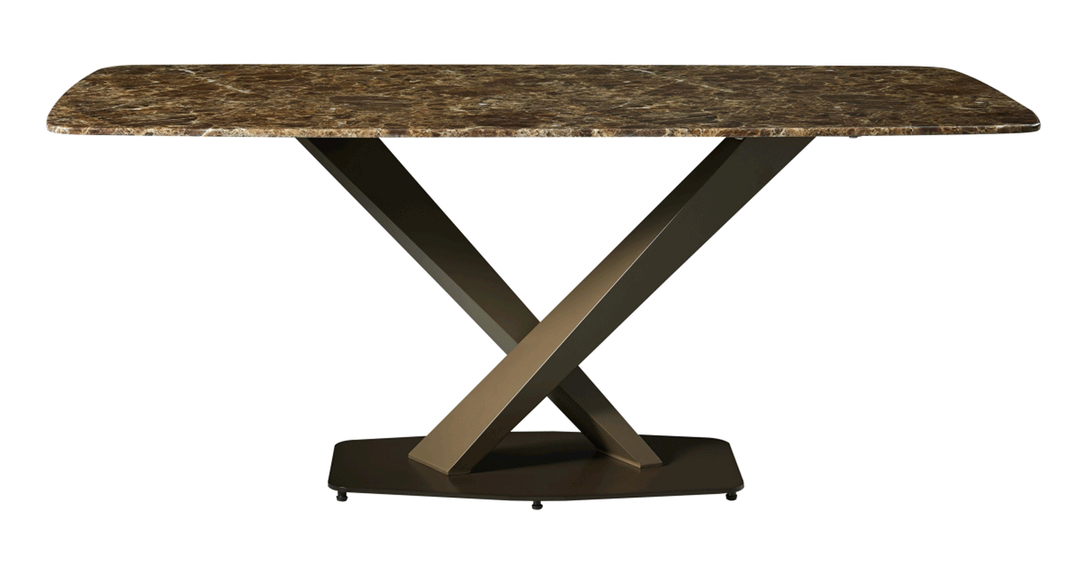 ESF Italia Angelica X-Cross Base Dining Table with Brown Marble Top