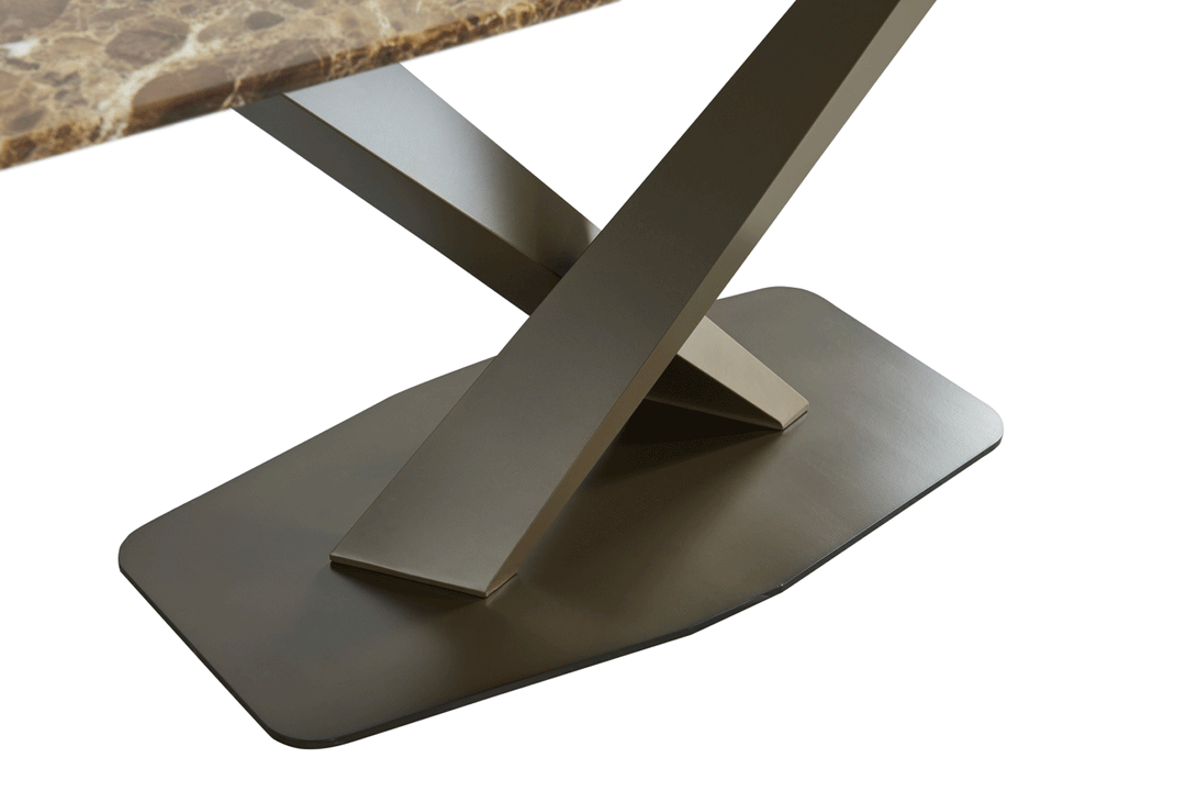 ESF Italia Angelica X-Cross Base Dining Table with Brown Marble Top