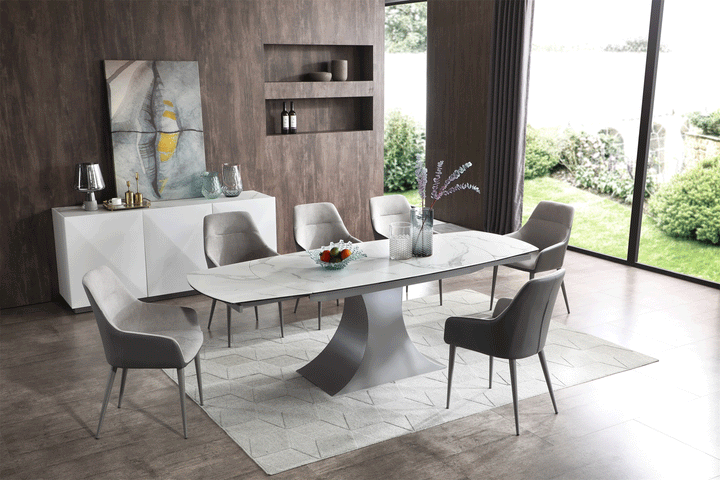 ESF Italia Audrina Rectangular Ceramic Top Dining Table in Gray