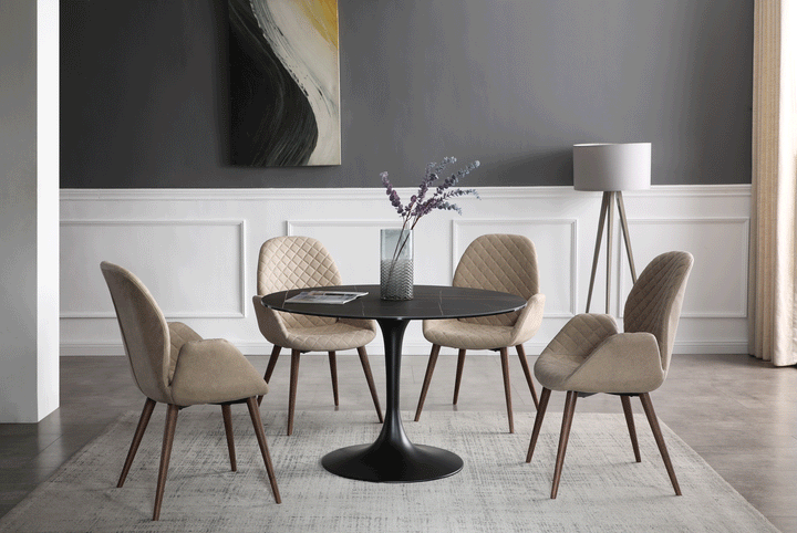 ESF Italia Antoinette Round Dining Table with Ceramic Top in Black