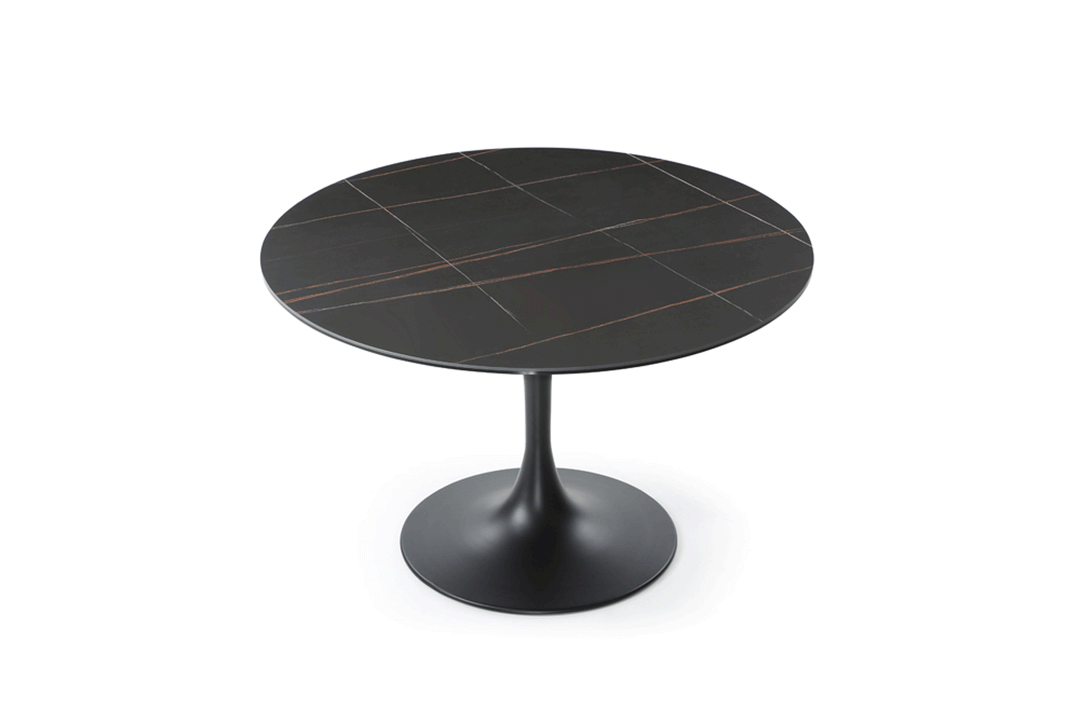 ESF Italia Antoinette Round Dining Table with Ceramic Top in Black