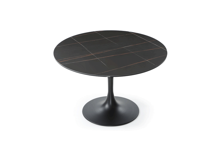 ESF Italia Antoinette Round Dining Table with Ceramic Top in Black