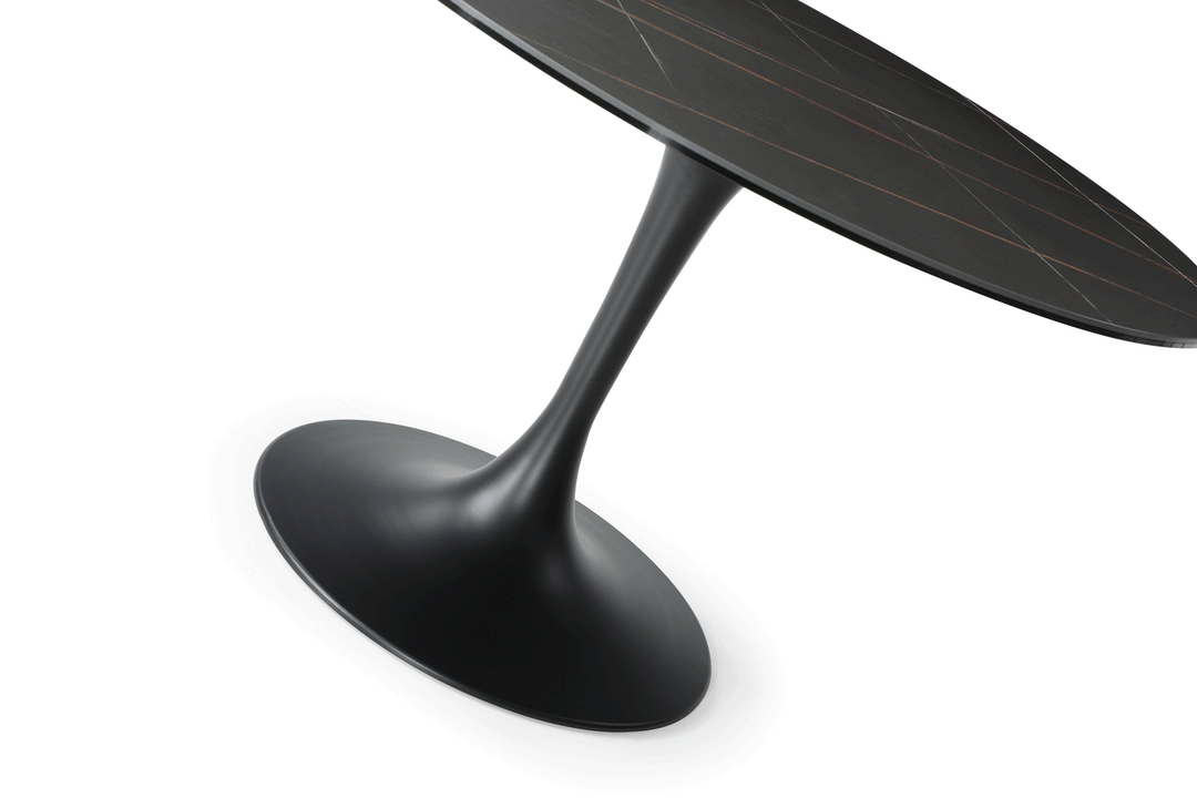 ESF Italia Antoinette Round Dining Table with Ceramic Top in Black