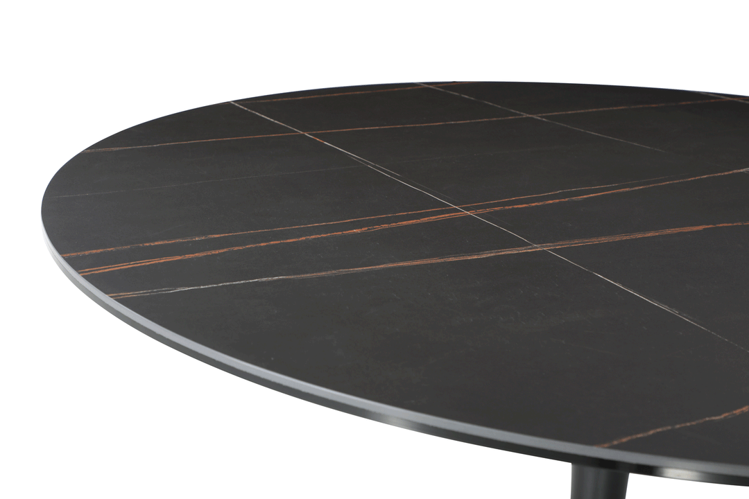 ESF Italia Antoinette Round Dining Table with Ceramic Top in Black