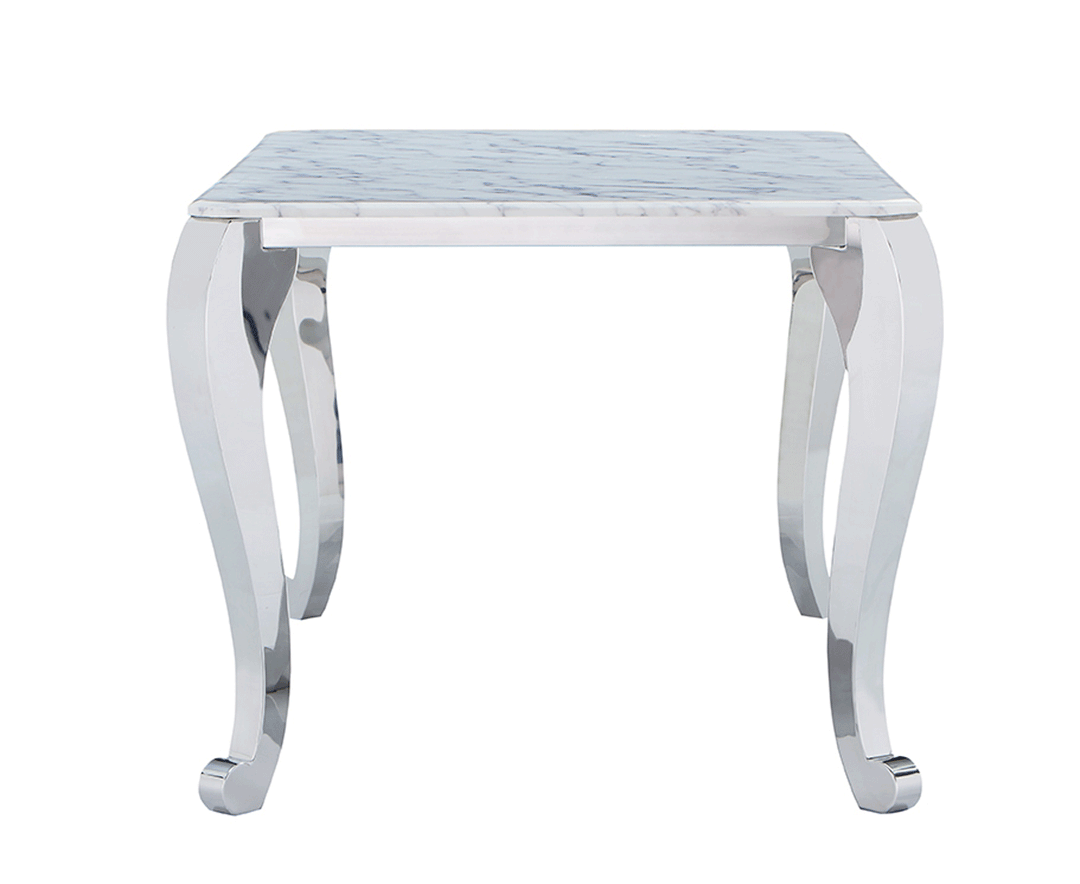 ESF Italia Antoine White Marble Top Dining Table with Stainless Steel Legs