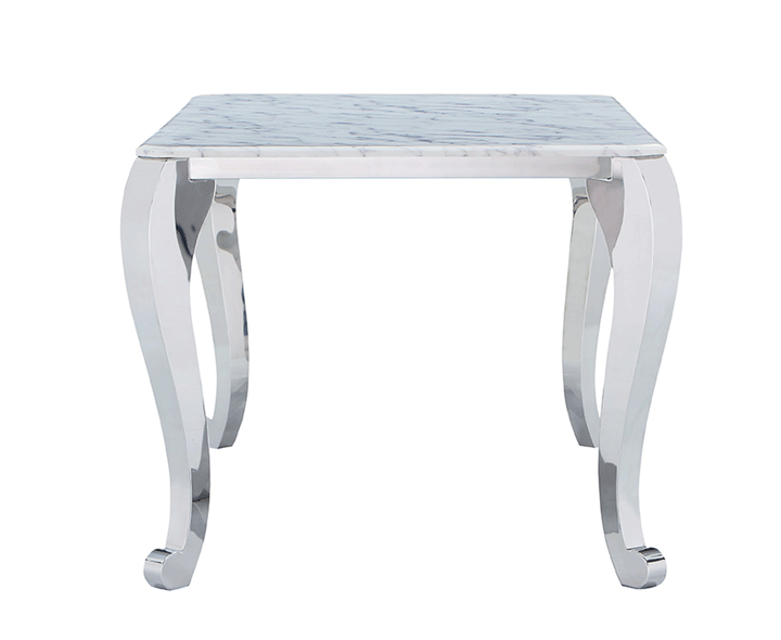 ESF Italia Antoine White Marble Top Dining Table with Stainless Steel Legs