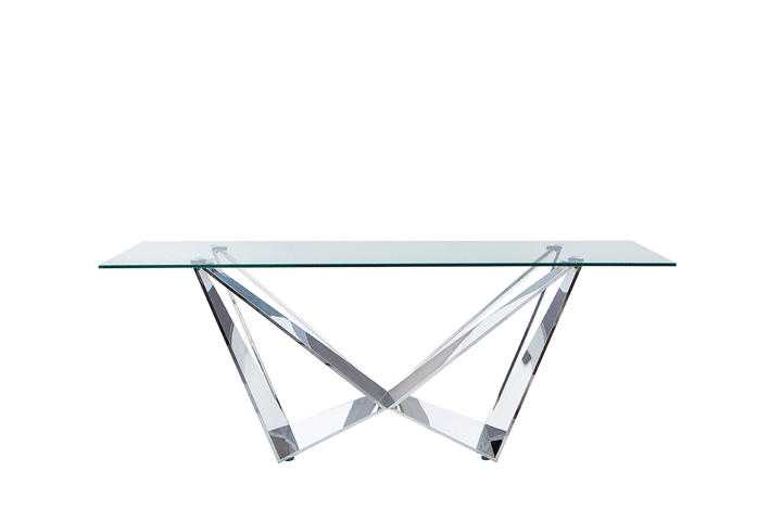 ESF Italia Arabella Glass Top Dining Table with Stainless Steel Base