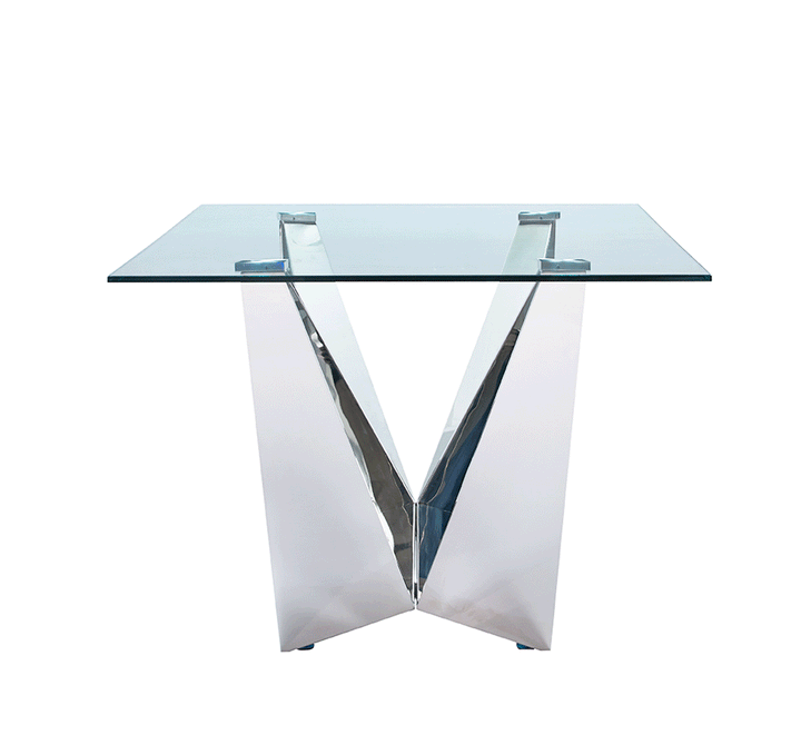 ESF Italia Arabella Glass Top Dining Table with Stainless Steel Base