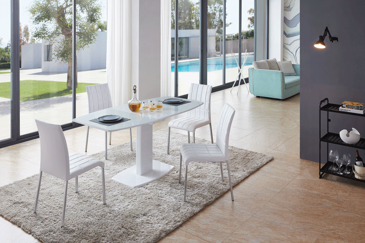 ESF Furniture Amarilla Extendable Dining Table in White