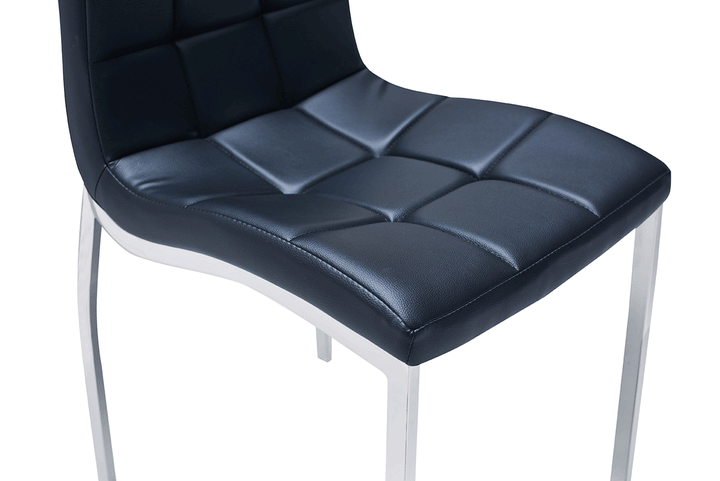 ESF Italia Annette Tufted Eco Leather Armless Dining Chair with Metal Legs