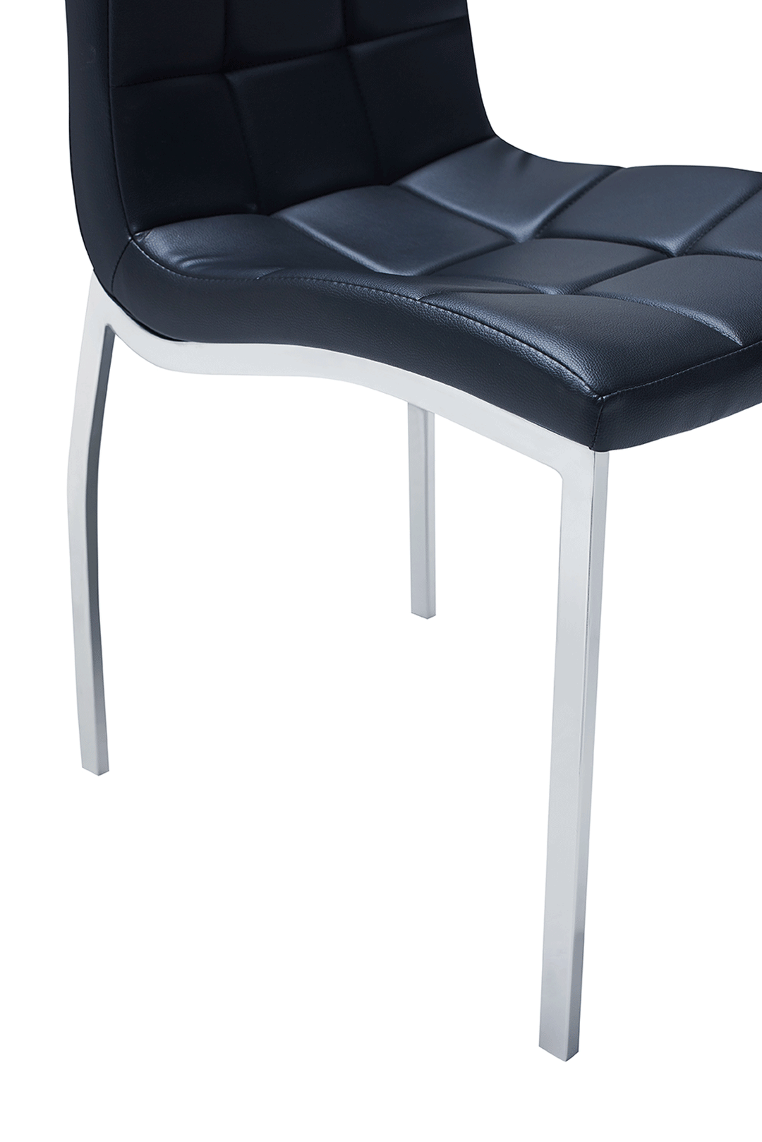 ESF Italia Annette Tufted Eco Leather Armless Dining Chair with Metal Legs