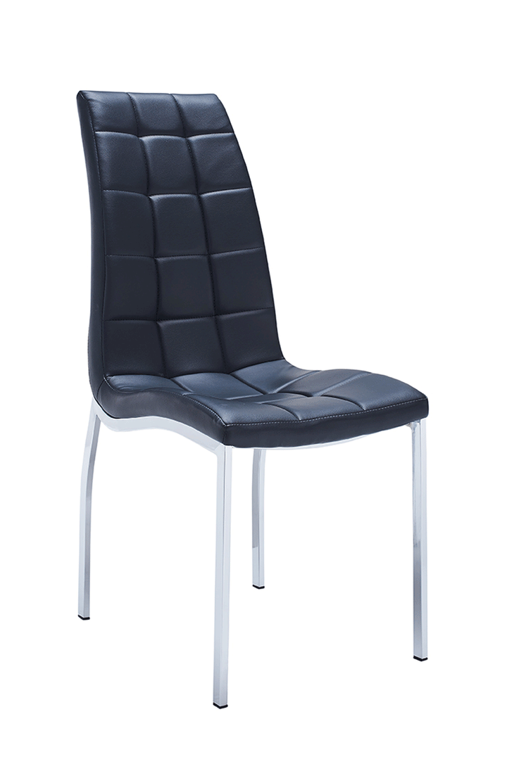 ESF Italia Annette Tufted Eco Leather Armless Dining Chair with Metal Legs