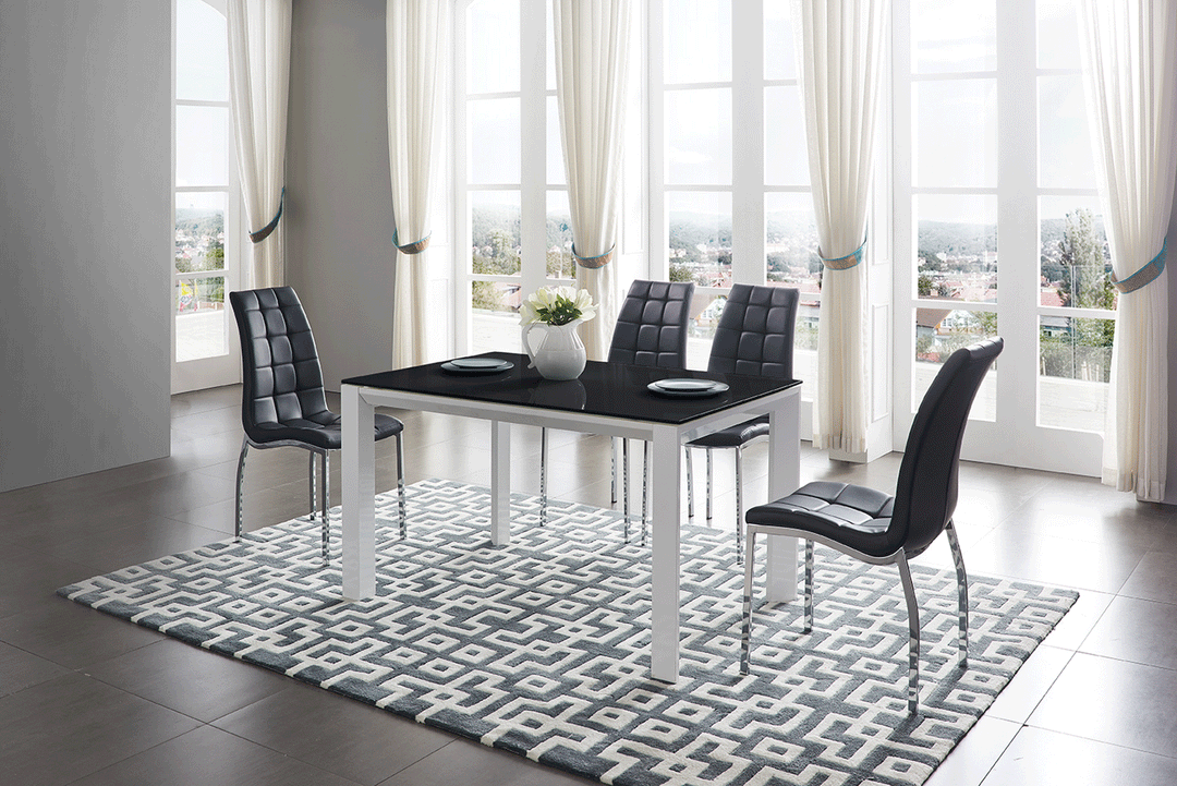 ESF Italia Annette Tufted Eco Leather Armless Dining Chair with Metal Legs