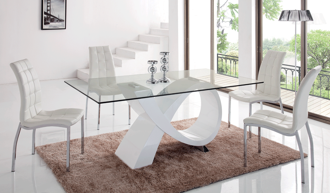 ESF Italia Annette Tufted Eco Leather Armless Dining Chair with Metal Legs