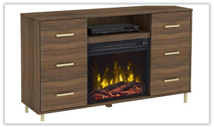 Twin Star International Inc. Console Fireplace With Logs