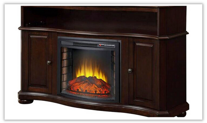 Logan 54" TV Stand with Electric Fireplace in Merlot Finish