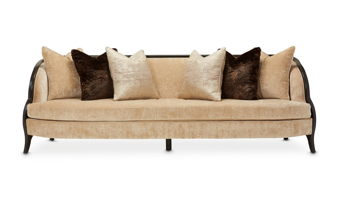 AICO Malibu Crest 3-Seater Velvet Sofa + 6 Accent Pillows