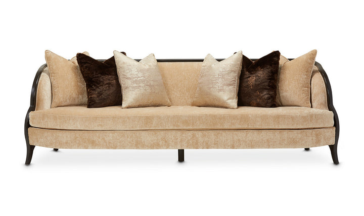 AICO Malibu Crest 3-Seater Velvet Sofa + 6 Accent Pillows