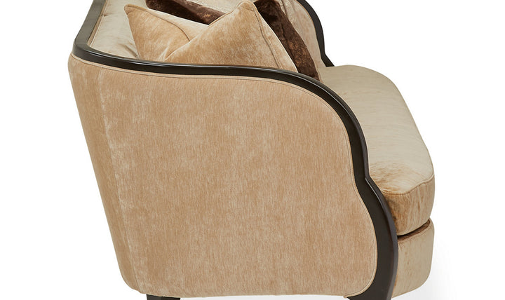 AICO Malibu Crest 3-Seater Velvet Sofa + 6 Accent Pillows