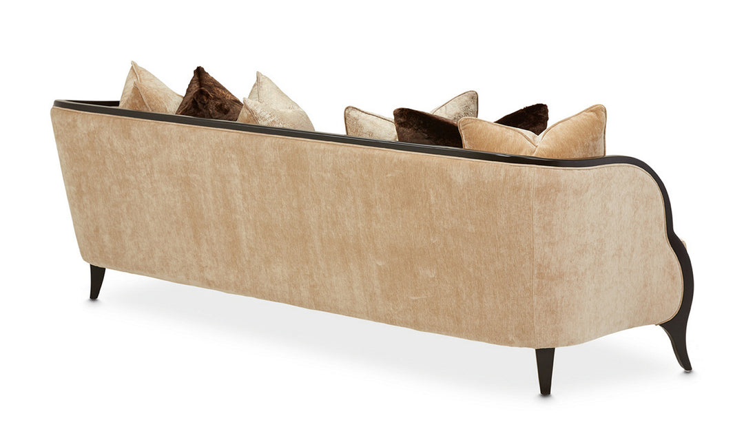 AICO Malibu Crest 3-Seater Velvet Sofa + 6 Accent Pillows