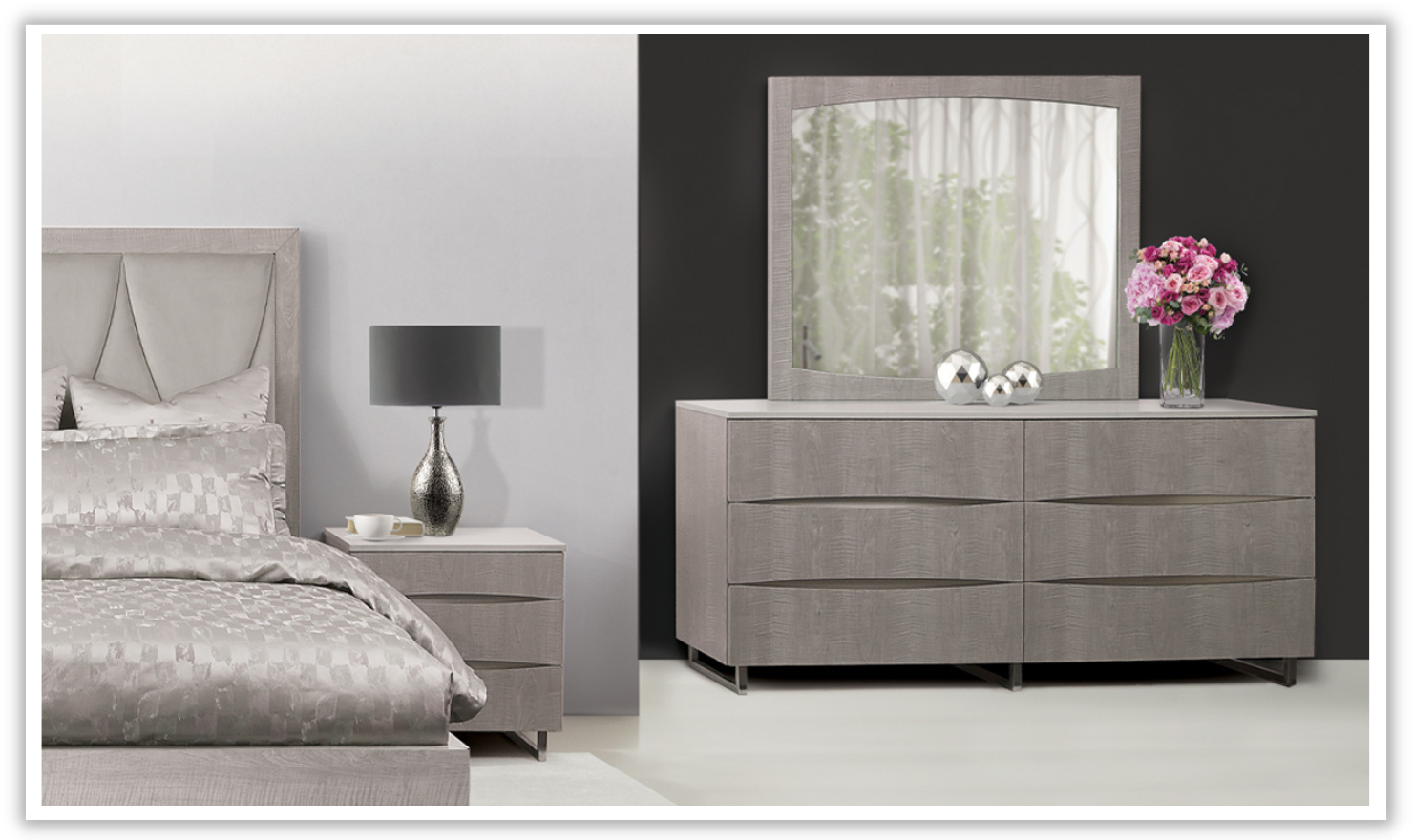 velvet grey dresser Perine - Dresser