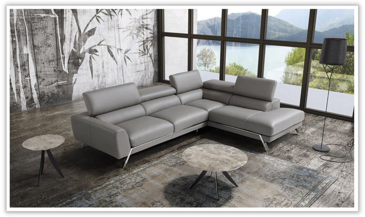 Jennifer Italia Presence 3-Seater Leather Corner Sectional Sofa In Gray